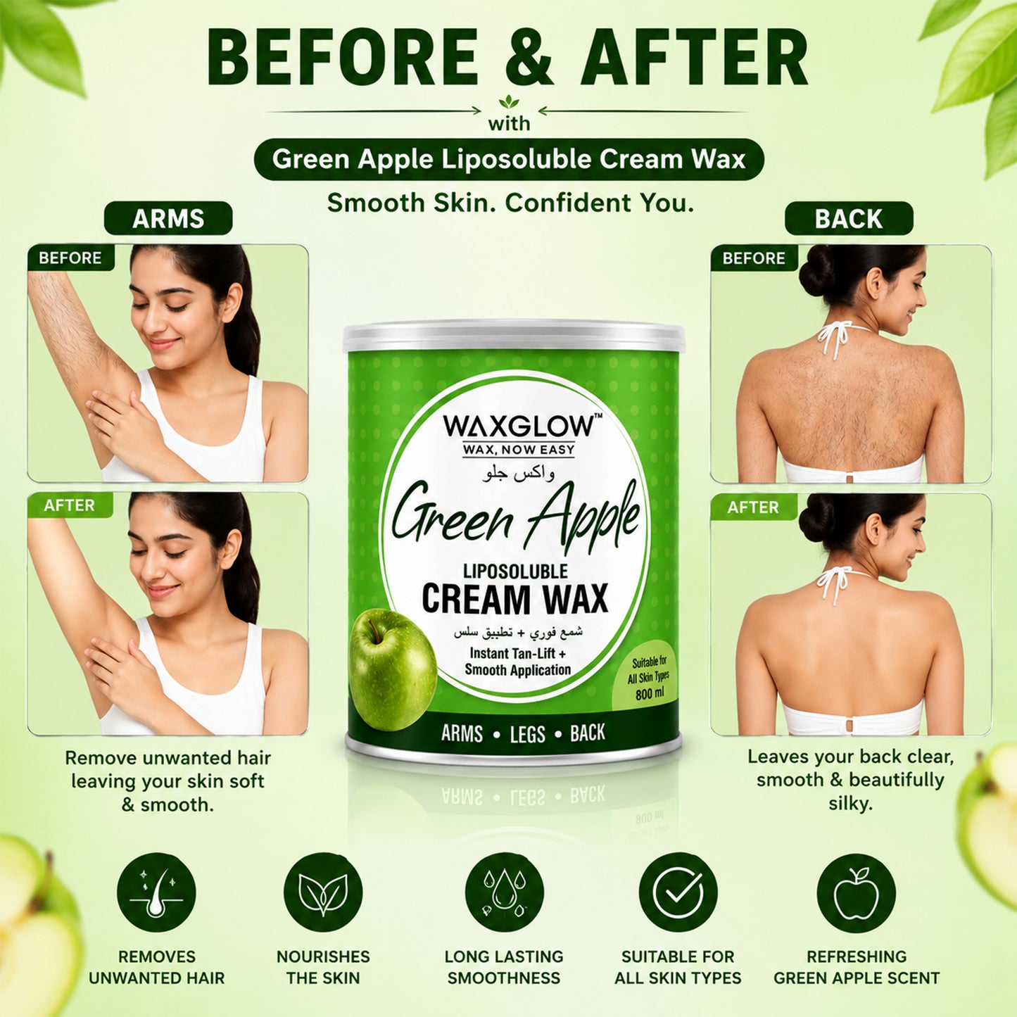 Green Apple Liposoluble Cream Wax 800ml