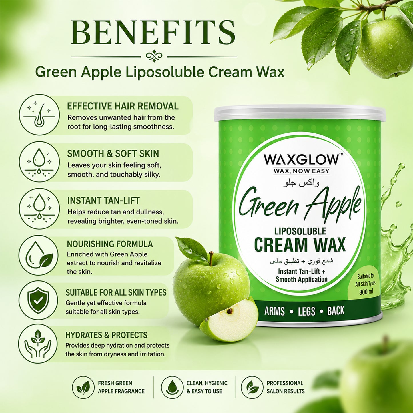 Green Apple Liposoluble Cream Wax 800ml