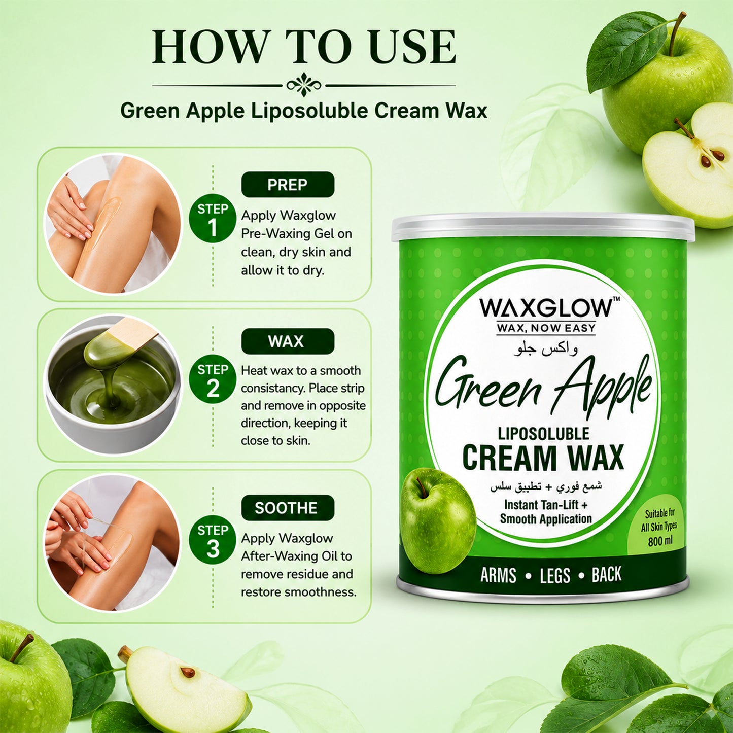 Green Apple Liposoluble Cream Wax 800ml