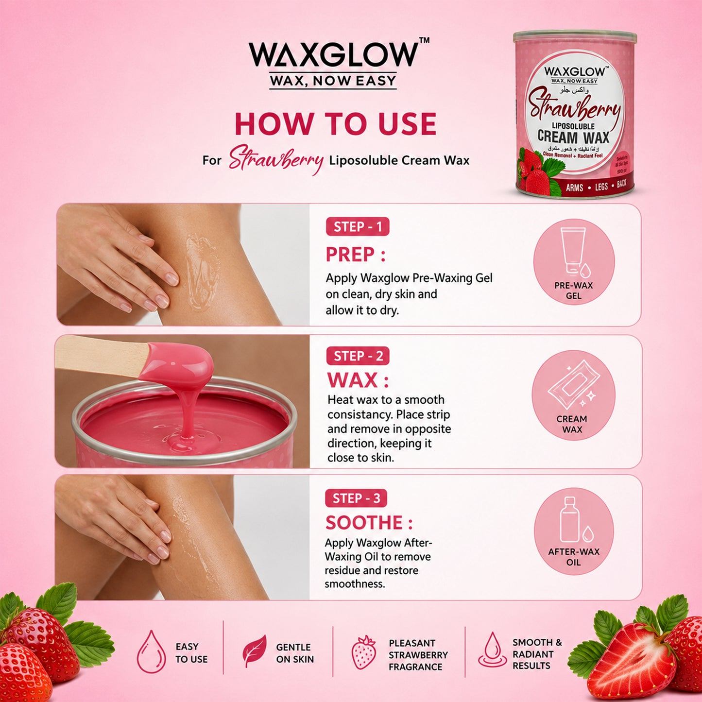 Strawberry Liposoluble Cream Wax 800ml